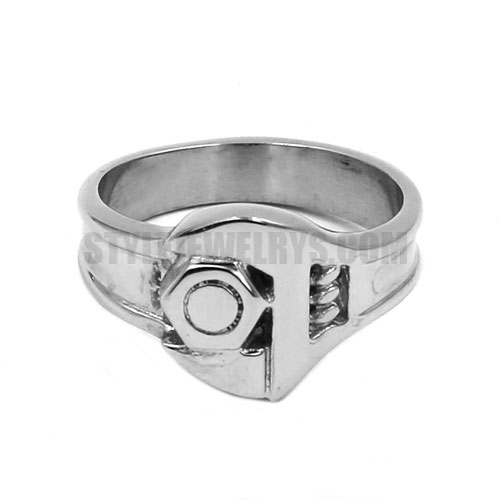Silver Spanner Ring Stainless Steel Jewelry Ring Biker Ring Wholesale SWR0755 - Click Image to Close